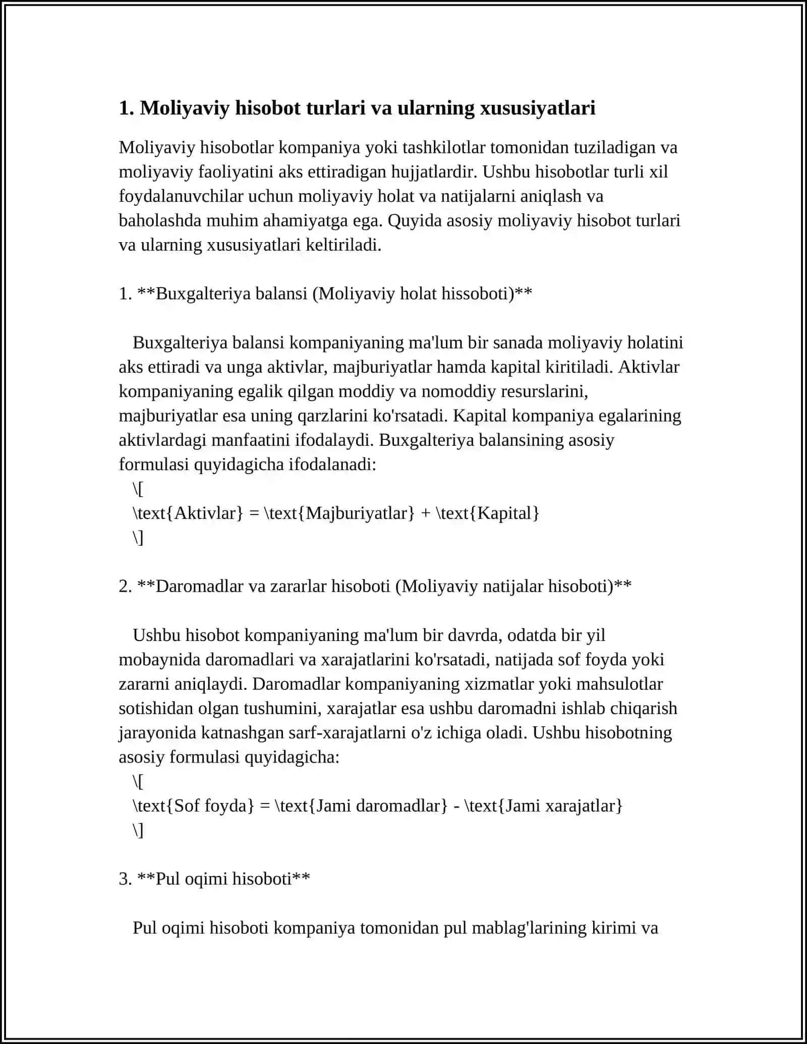 Buxgalteriya balansi (Moliyaviy holat hissoboti) 4