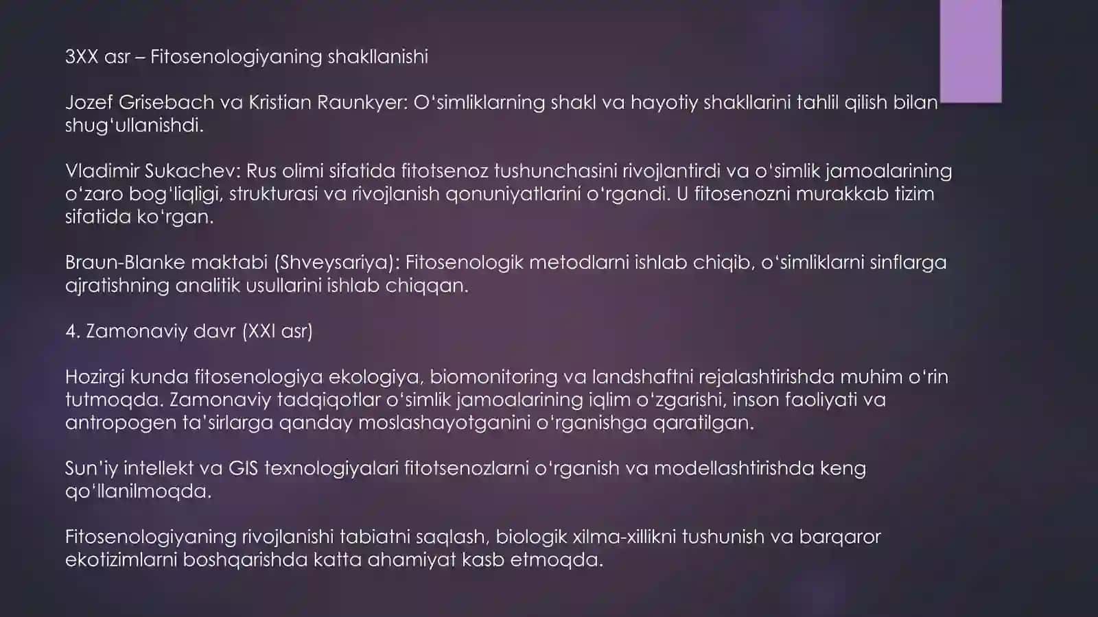 Fitosenologiyafanining rivojlanishi tarixi 4