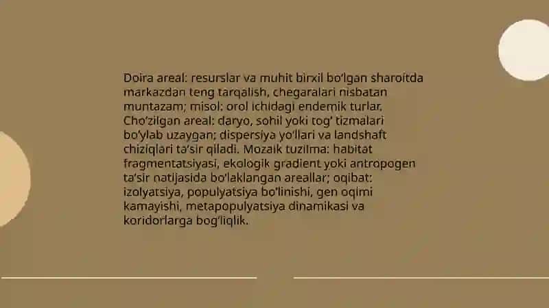 Tur arealining shakli va hajmi 4