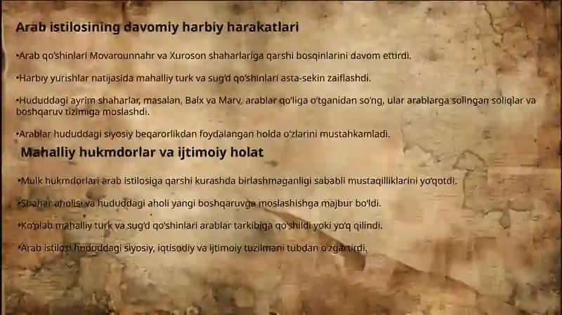 VII-VIII -asrlarda  turonda siyosiy vaziyat 4