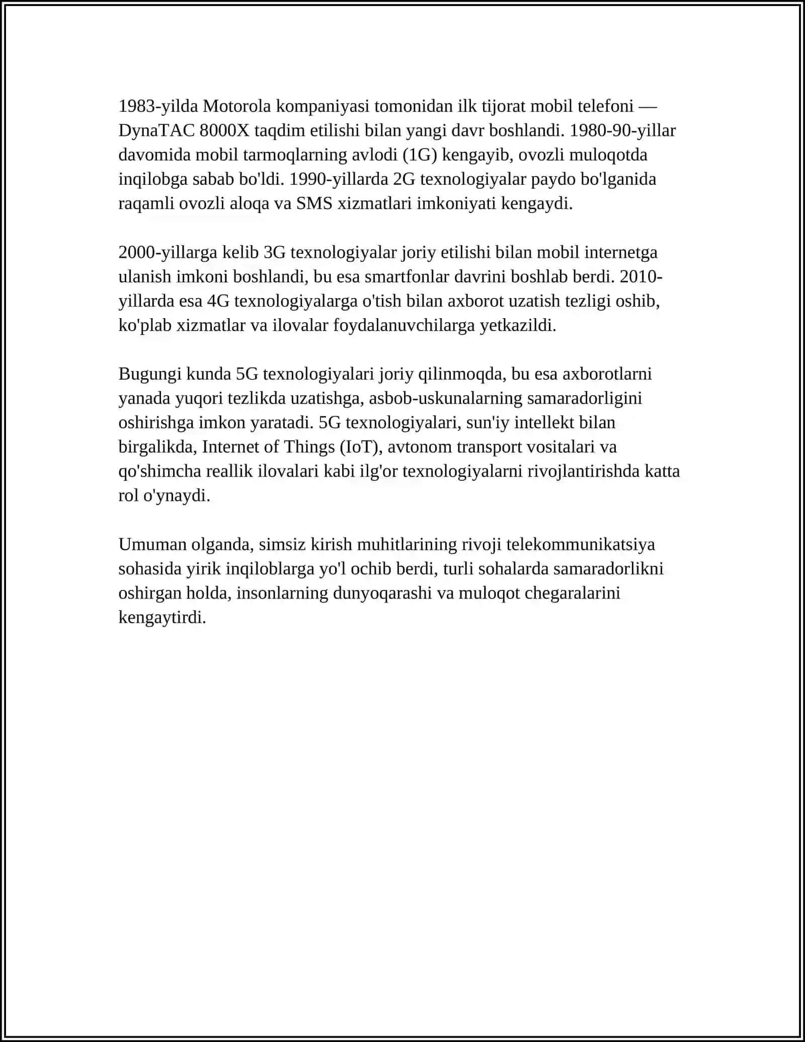 SIMSIZ KIRISH MUHITLARI, IEEE802.11 A/B/G/N TEXNOLOGIYALARI HAQIDA REFERAT 4