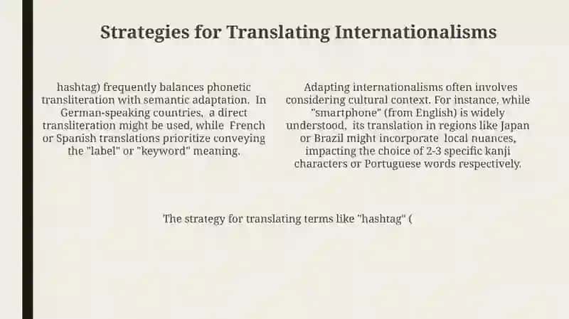 Translation of international/pseudo-international words 4