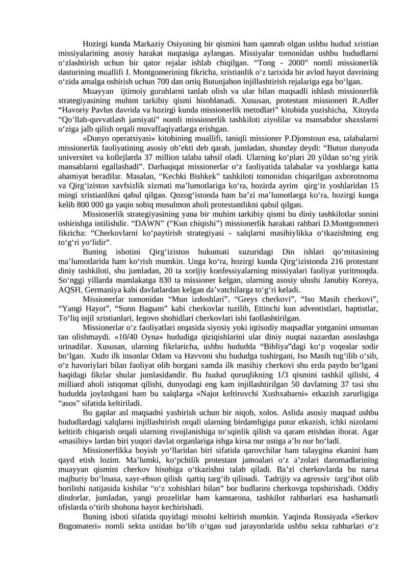Missionerlik va Prozelitizmning Siyosiy-Ijtimoiy Xavfi 4