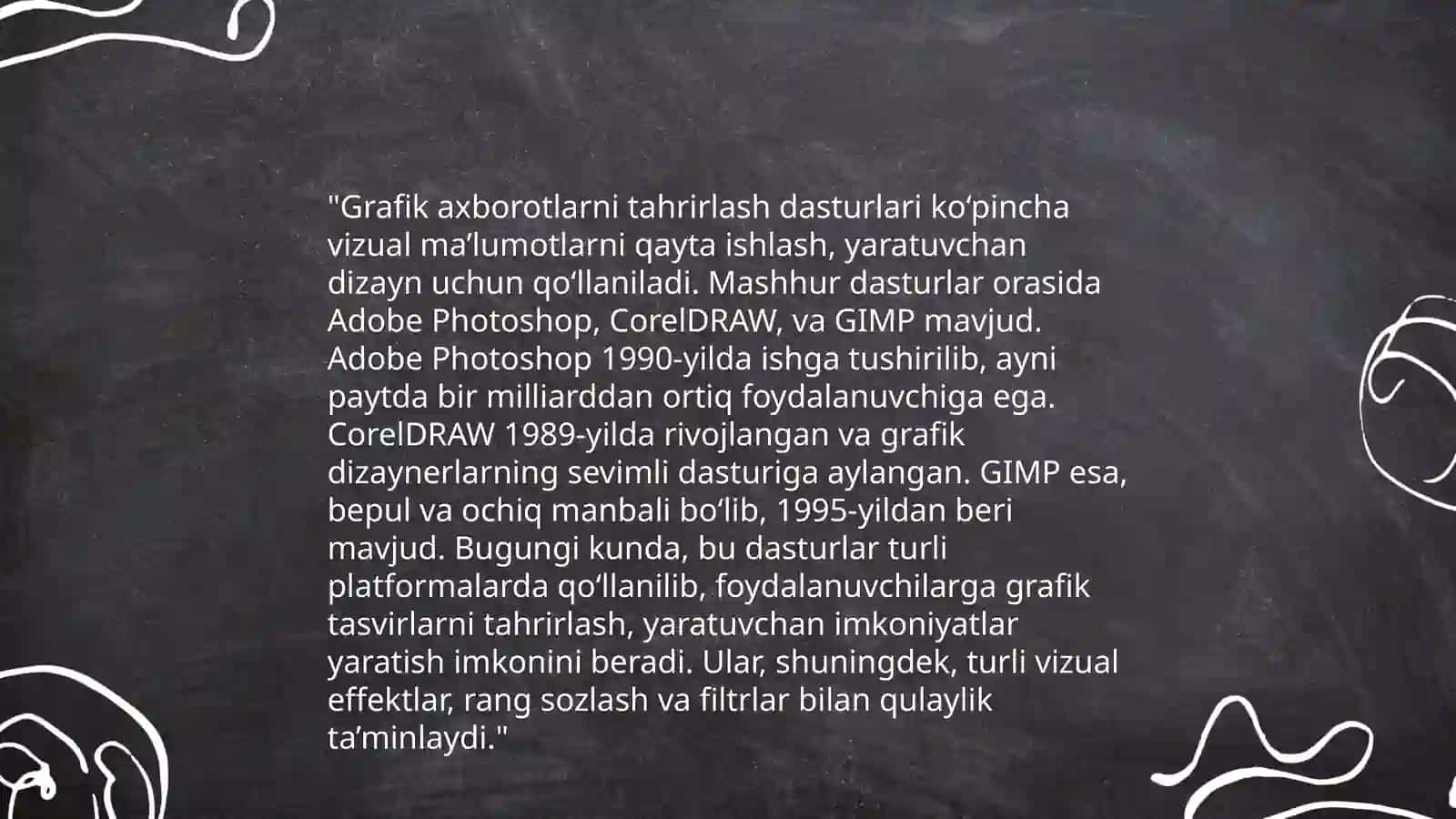 Grafik axborotlarni kiritish tahrirlash va chiqarishining usullari 4