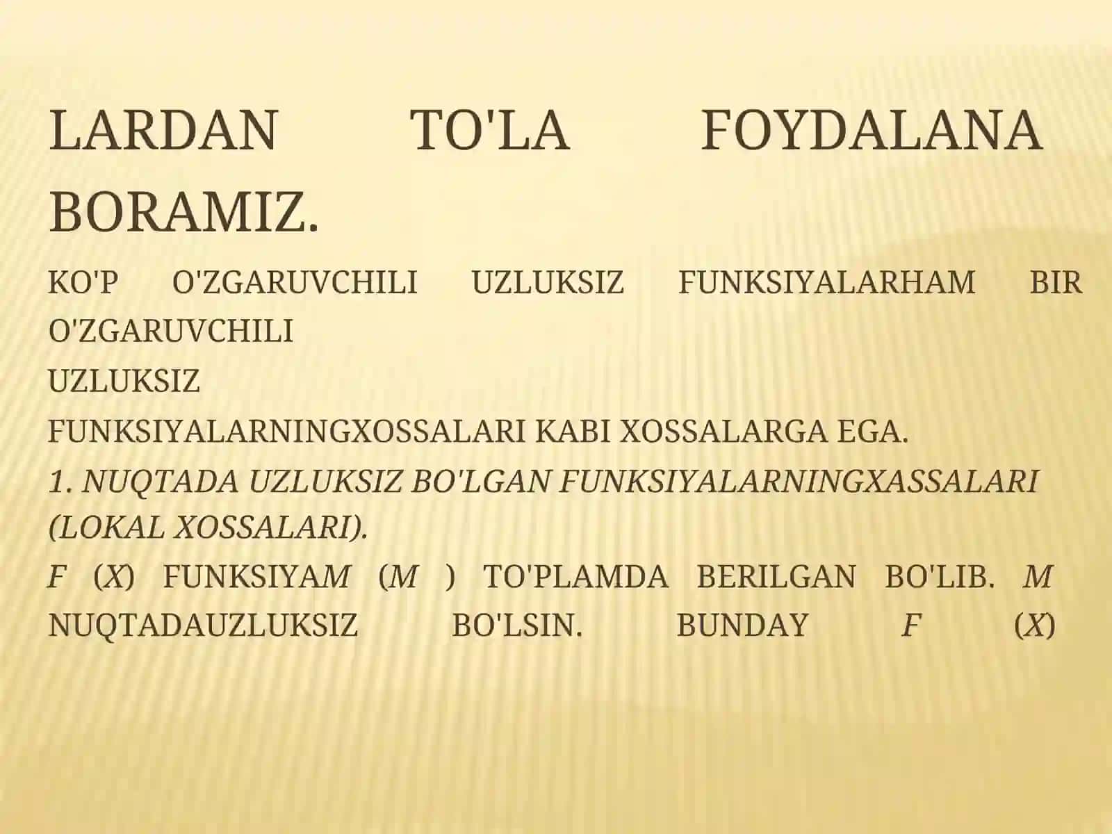 Matematik analiz fanidan Mustaqil ish 4