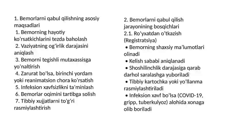 Bemorlarni qabul qilish va saralash algoritmi 4