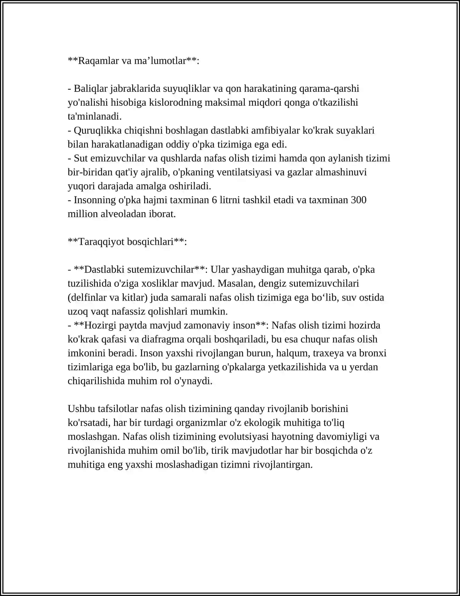 Nafas olish tizimini rivojlantiring 4