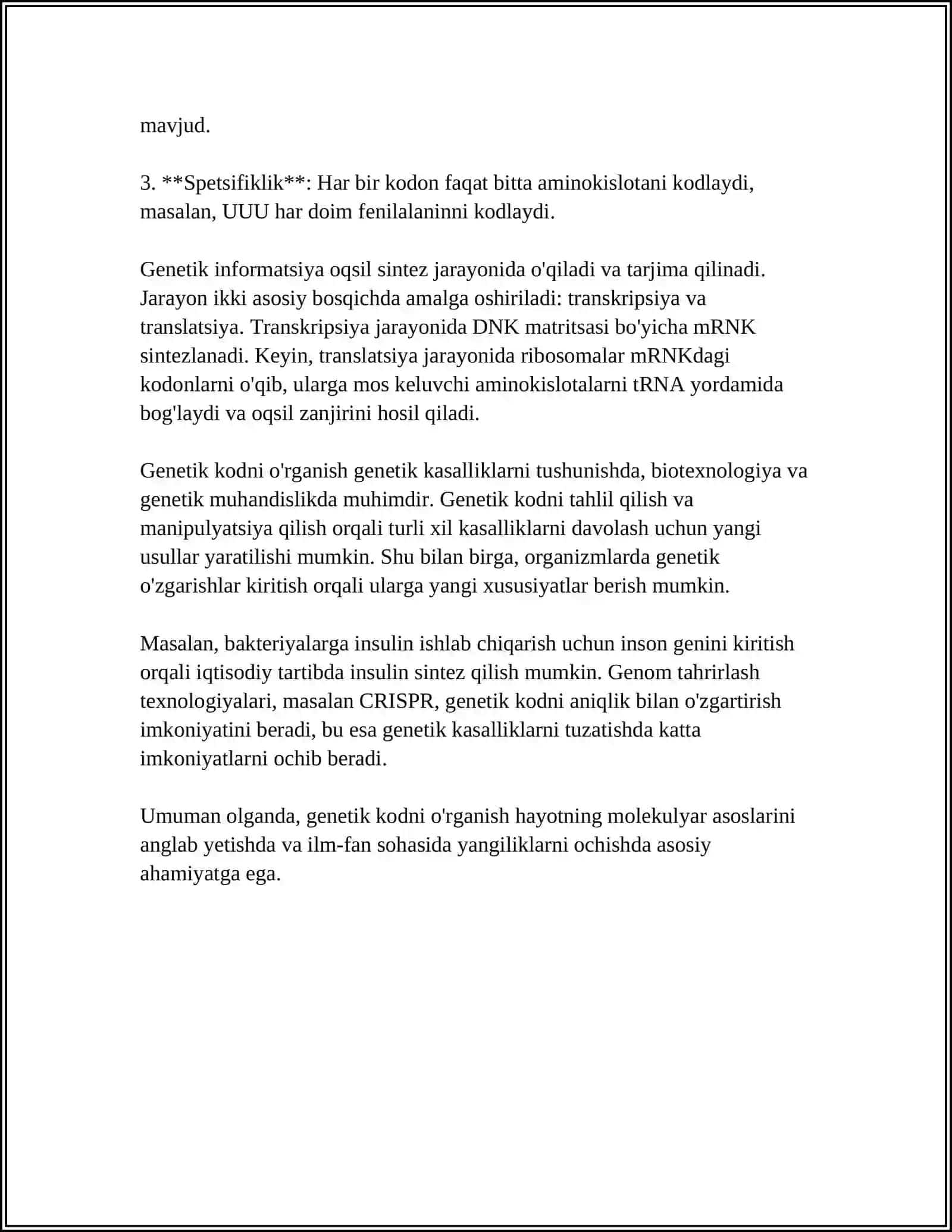 GENITIK KOD VA OQSIL BEOSENTIZI 4
