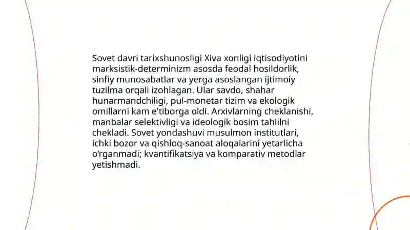 XVI-XIX asr Xiva xonligi iqtisodiy tarixining tarixshunosligi 4