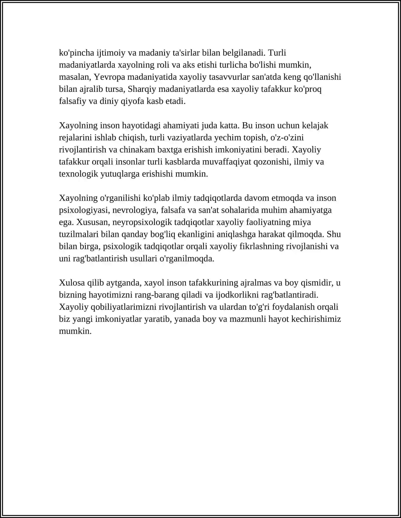 XAYOL HAQIDA TUSHUNCHA 4