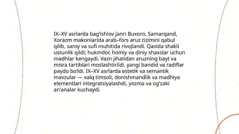 Bagʻishlov janri taraqqiyoti va vazn xususiyatlari 4