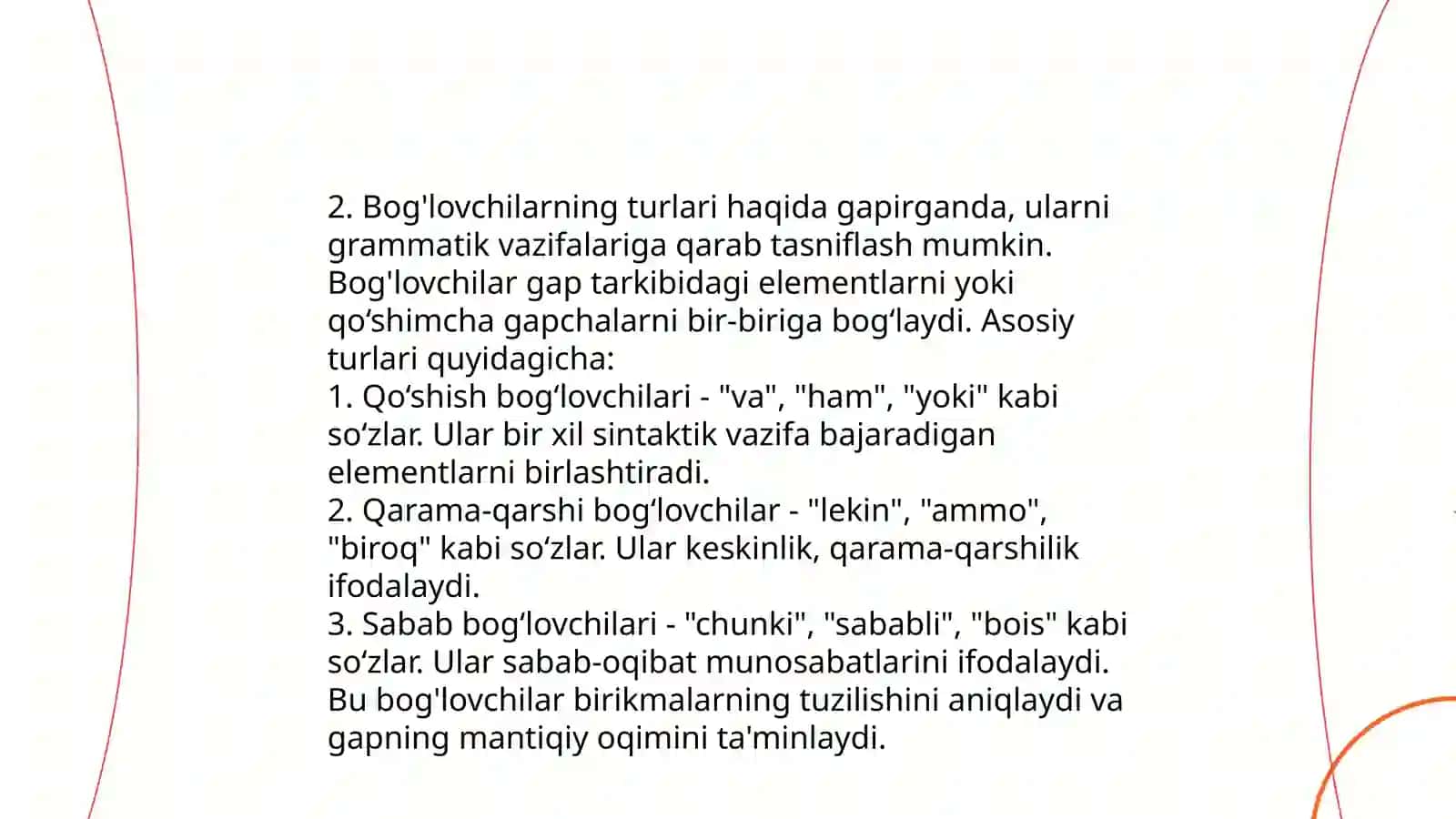 Bog'lovchilar haqida umumiy tushuncha 4
