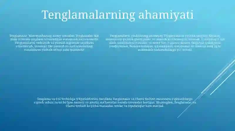 Tenglama Va Uni Yechishga OʻRgatish 4