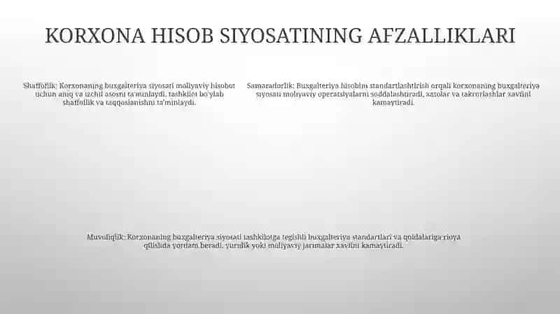 Korxona Hisob Siyosati 4