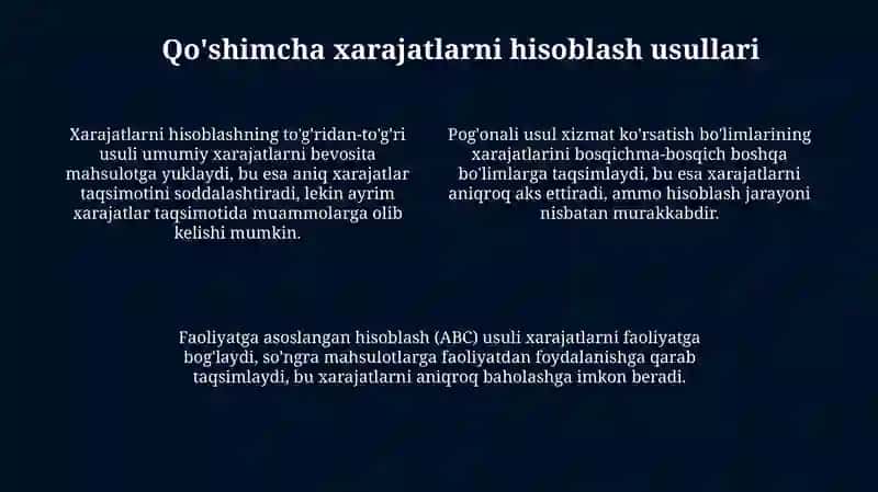 Qo'shimcha Harajatlarni Hisobga Olish 4