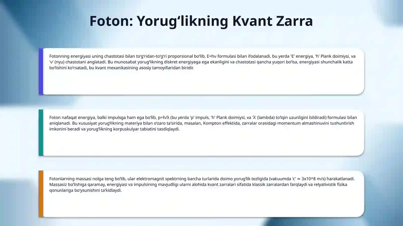 Yorugʻlikning kvant tabiyati. 4