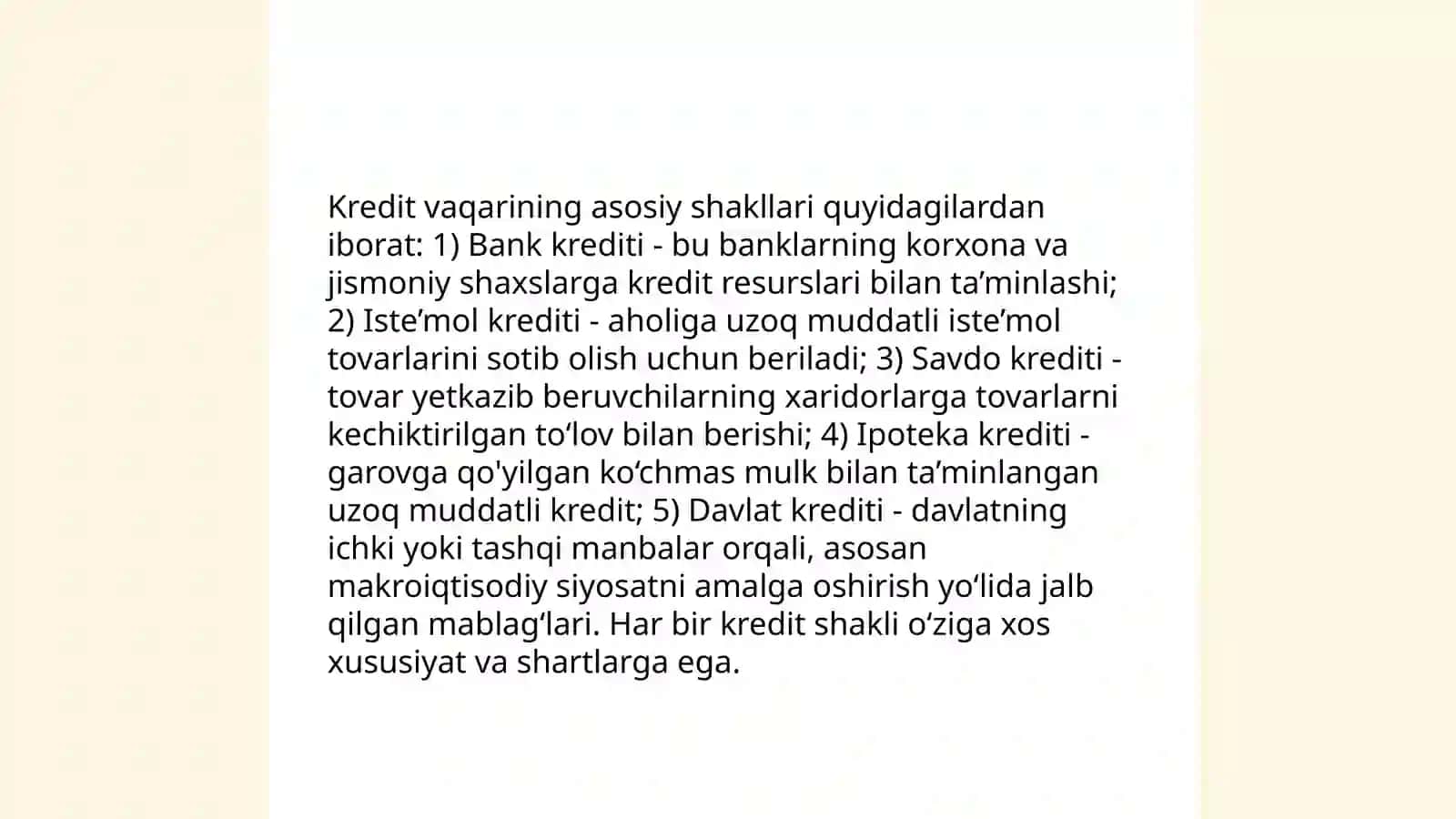 Kreditning asosiy shakllari 4