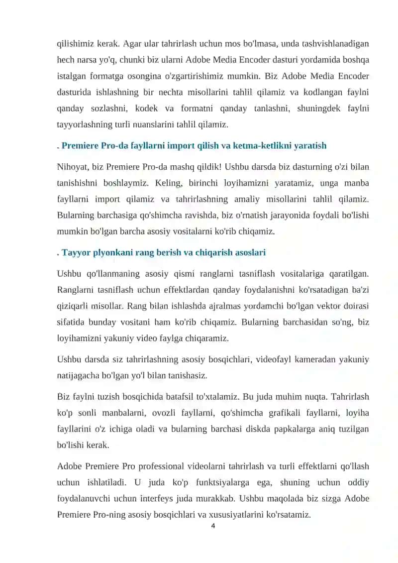 ADOBE PREMIERE DASTURIDA VIDEOLARNI QAYTA ISHLASH 4