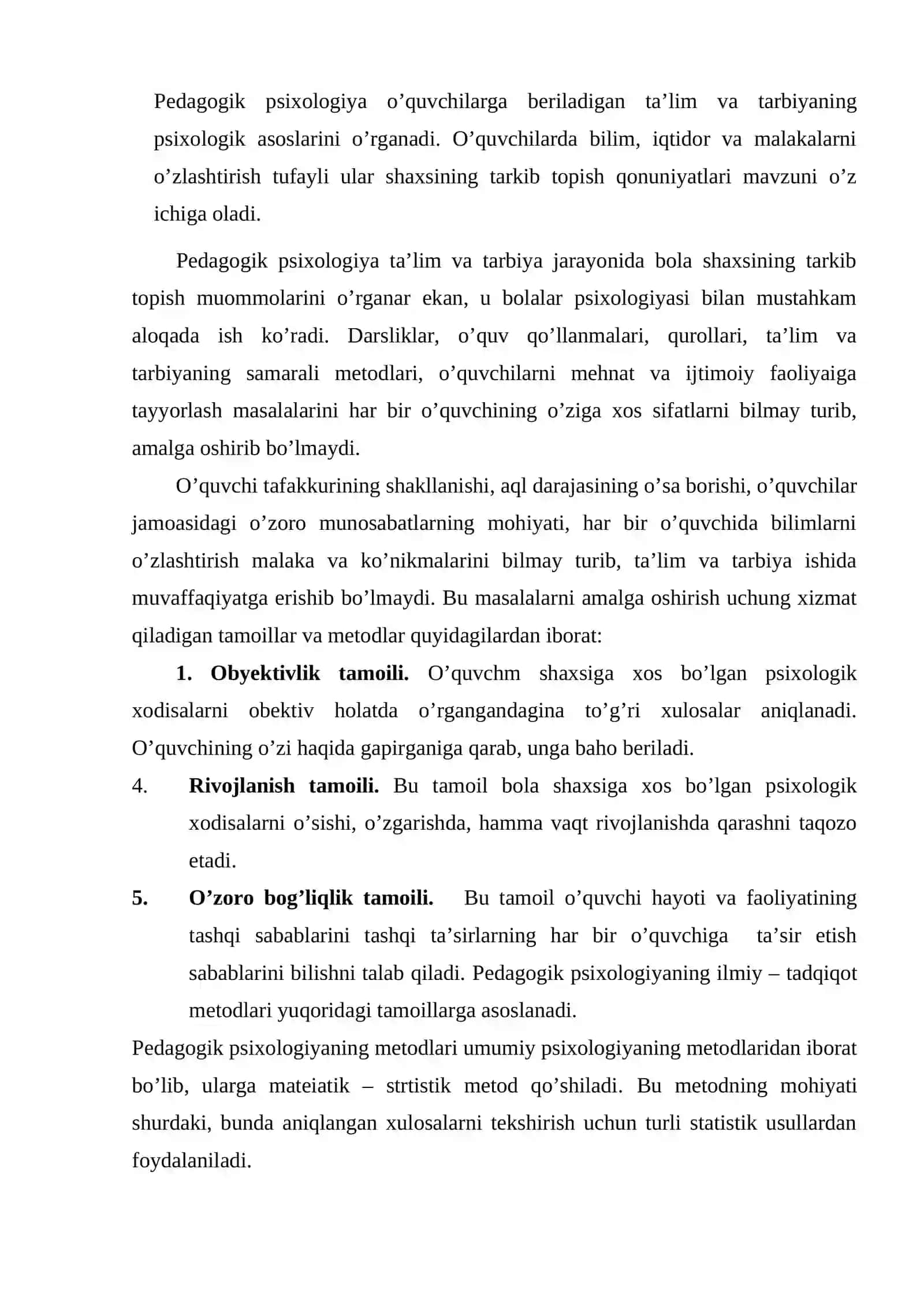 PEDAGOGIK-PSIXOLOGIYA MA’RUZALAR MATNI 4