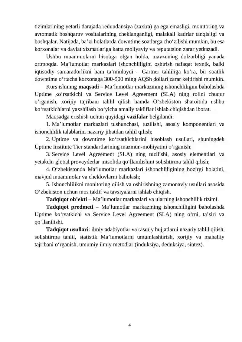 "BULUTLI HISOBLASH" FANIDAN KURS ISHI 4