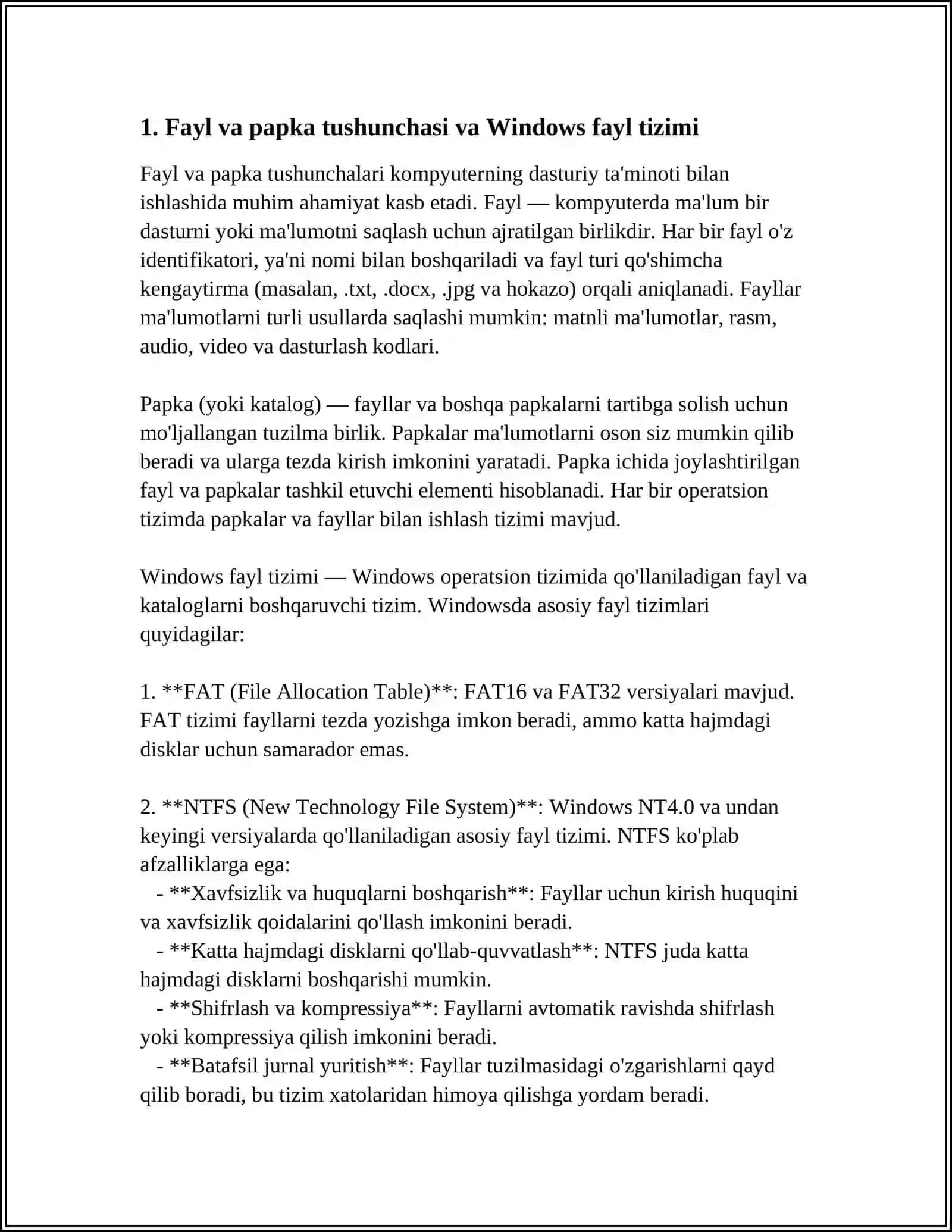 WINDOWS MUHITIDA FAYLLAR VA PAPKALAR BILAN ISHLASH 4