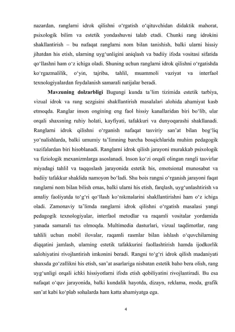 Ranglarni idrok qilishni o'rganish metodlari 4