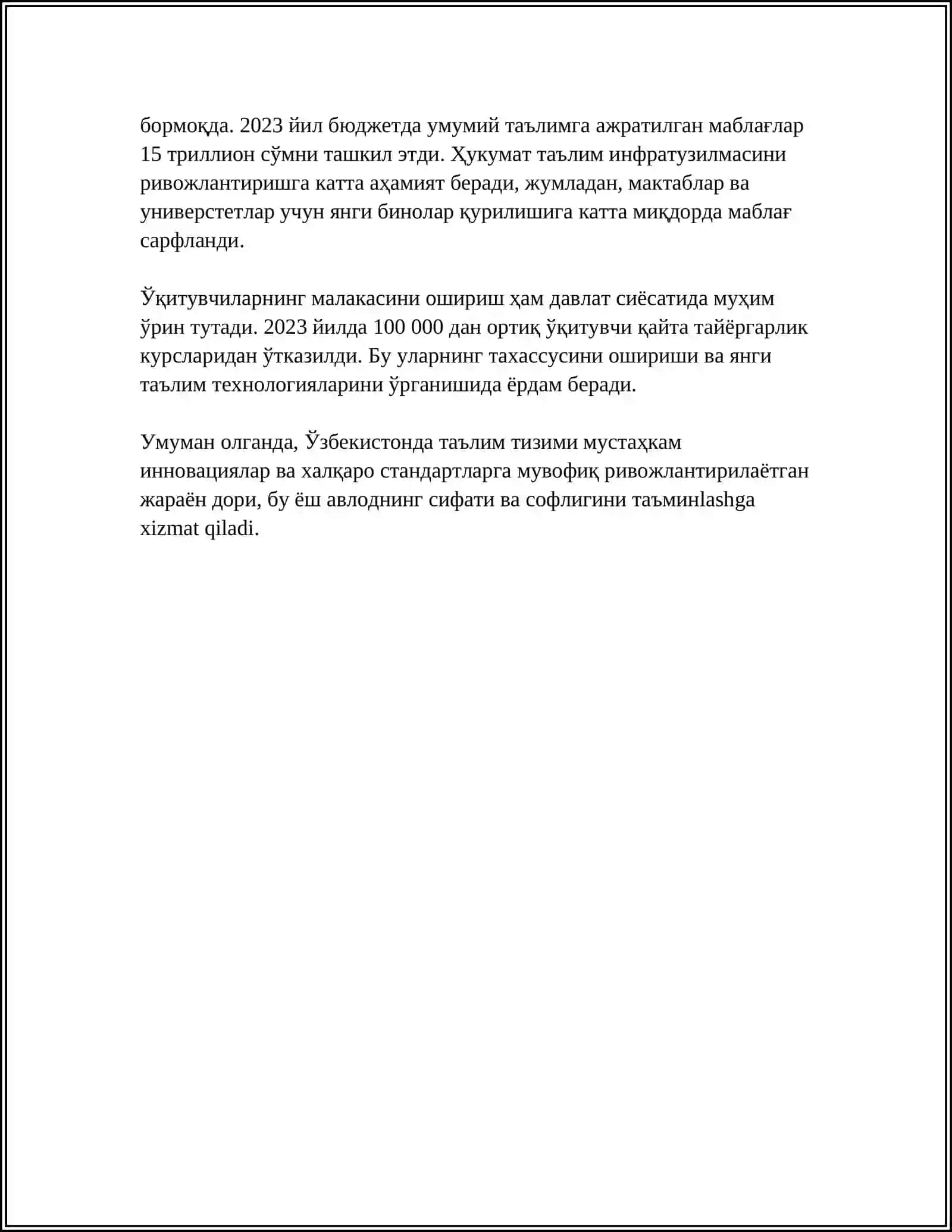 O'ZBEKISTONDA IJTIMOIY SOHADA AMALGA OSHIRILAYOTGAN O'ZGARISHLAR MAZMUN VA MOHIYATI 4