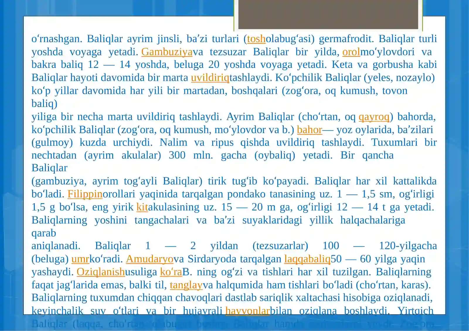 BALIQLAR KATTASINFI EKOLOGIYASI VA EVALUTSIYASI 4