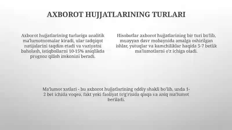 Axborot hujjatlari 4