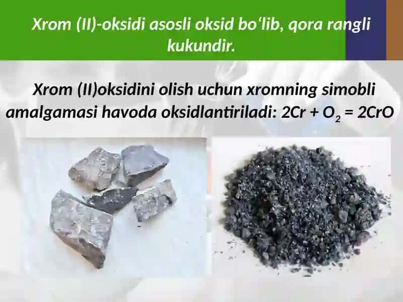 Xromning II, III, VI valentli birikmalarini va xossalari 4