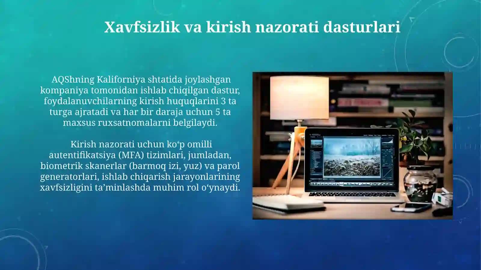 CAM (Computer-Aided Manufacturing) tizimlariga kiruvchi dasturlar 4