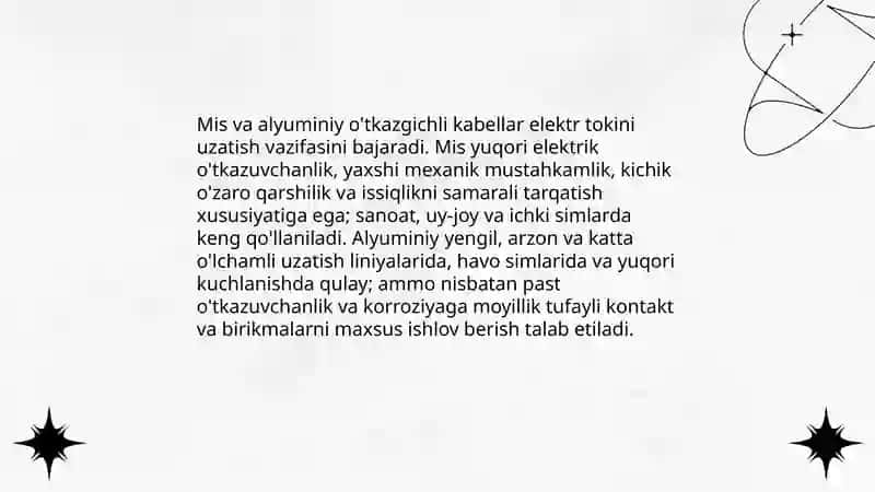 Kabellarning turlari va ularning vazifasi 4