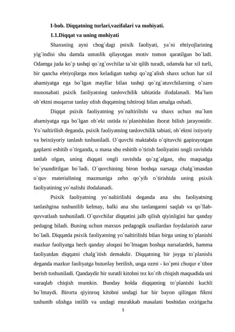 Diqqatning turlari va uning rivojlanish xususiyatlari 4