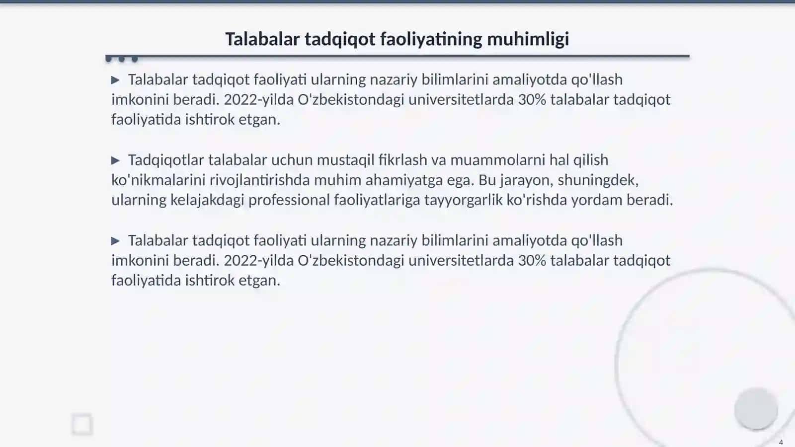 Xalqaro ilmiy konferensiyalar va talabalar tadqiqot faoliyati 4