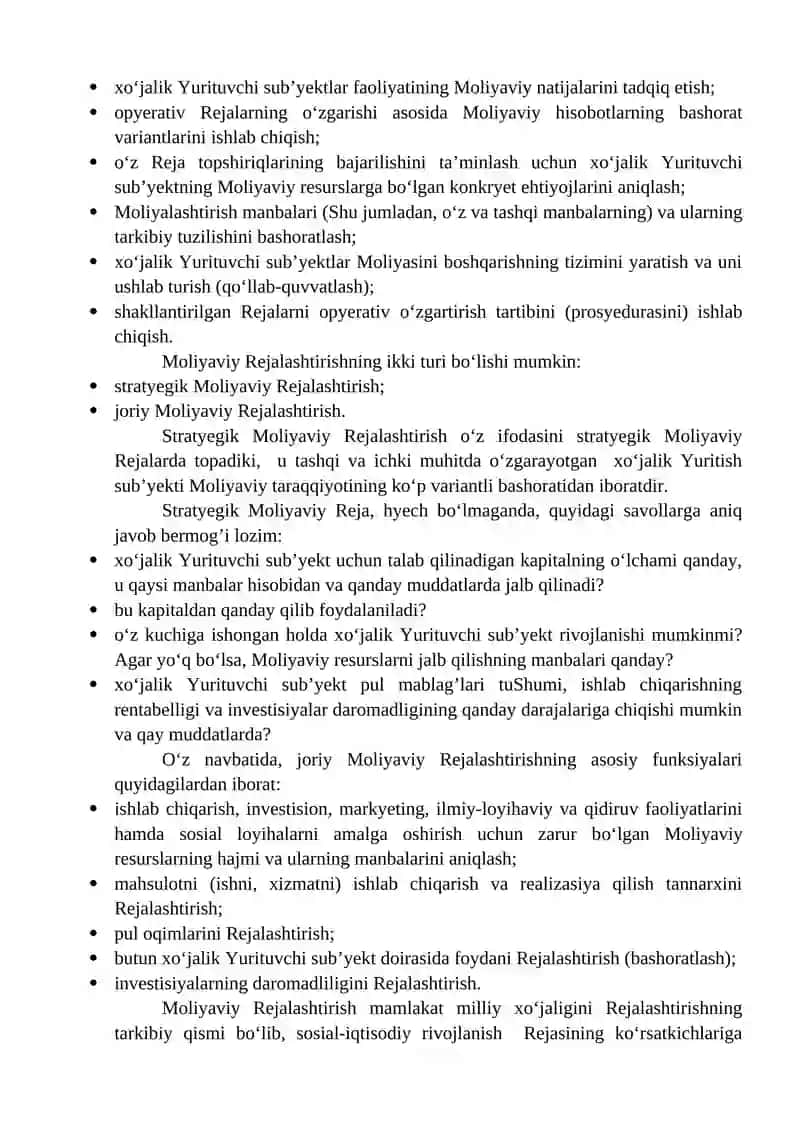 Moliyaviy Rejalashtirish va tartibga solish 4