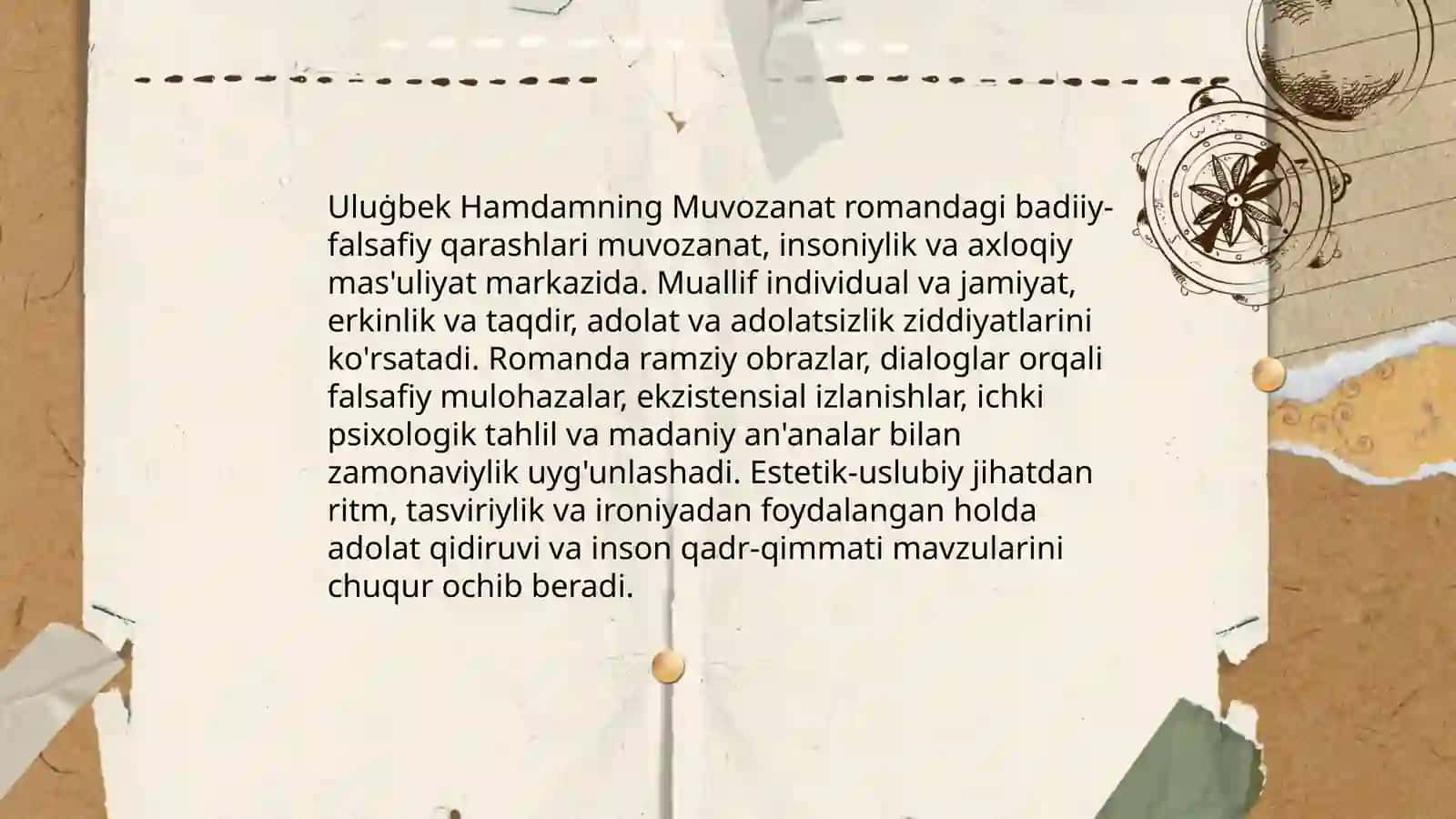 "Muvozanat" romani tahlili 4