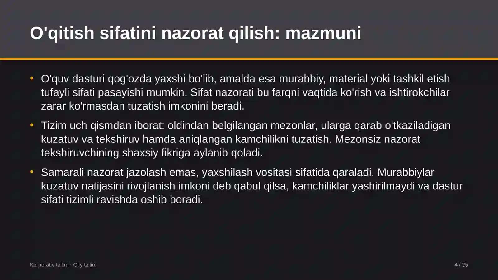 Zargarlik sanoatida o'qitish sifatini nazorat qilish 4