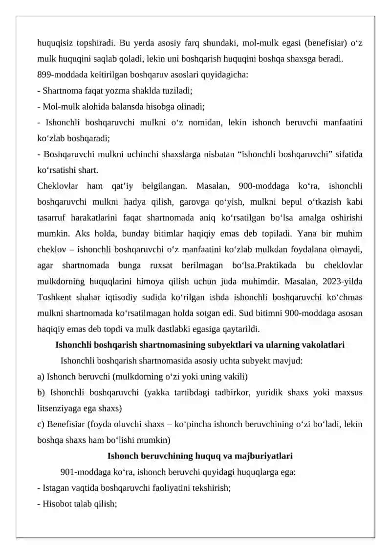 Mol-mulkni ishonchli boshqarish munosabatlarining umumiy tavsifi 4