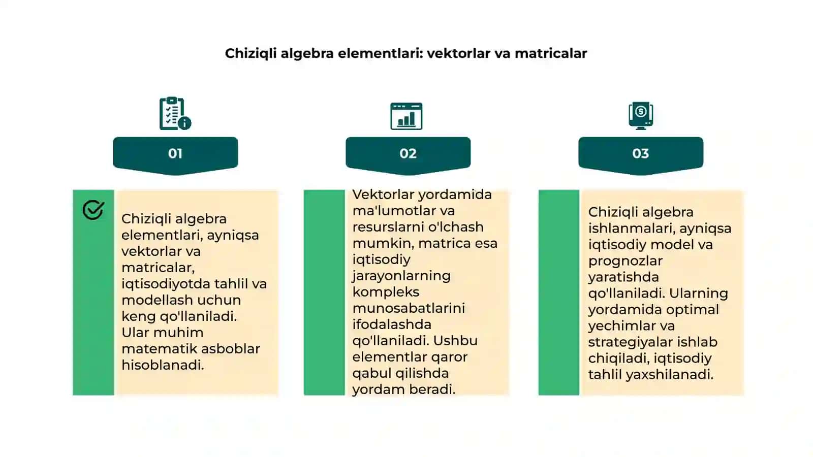 Chiziqli algebra elementlari va ularning iqtisodiyotdagi tatbiqi 4