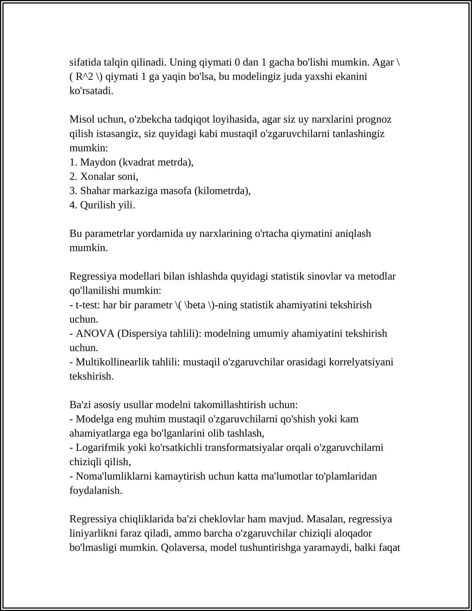 REGRESSIYA TAHLILINING ASOSIY TUSHUNCHALARI 4
