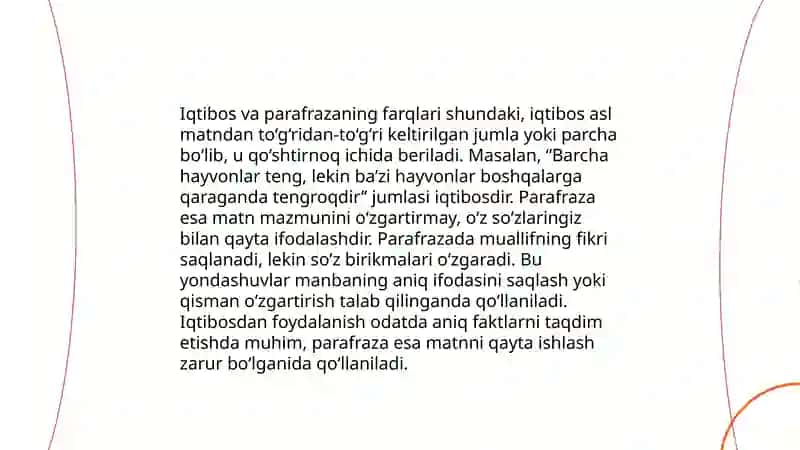 Iqtibos keltirish. Parafraza 4