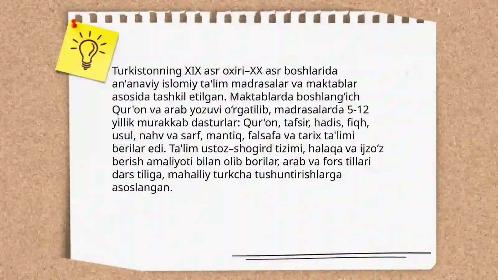XIX asrning 2-yarmi-XX asrning 1-choragida Turkiston oʻlkasida ta'lim tizimi, maktab va pedagogik fikrlar 4