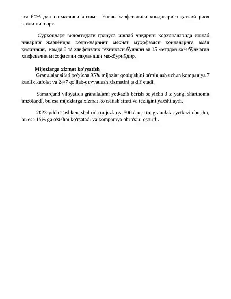 Granulalar uchun reglament tuzish 4