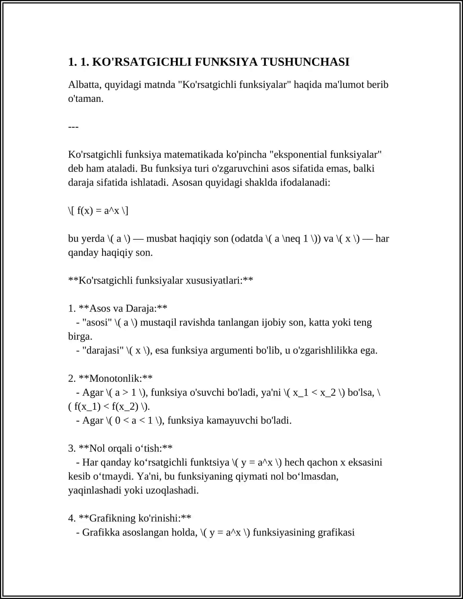 KO'RSATGICHLI FUNKSIYA 4