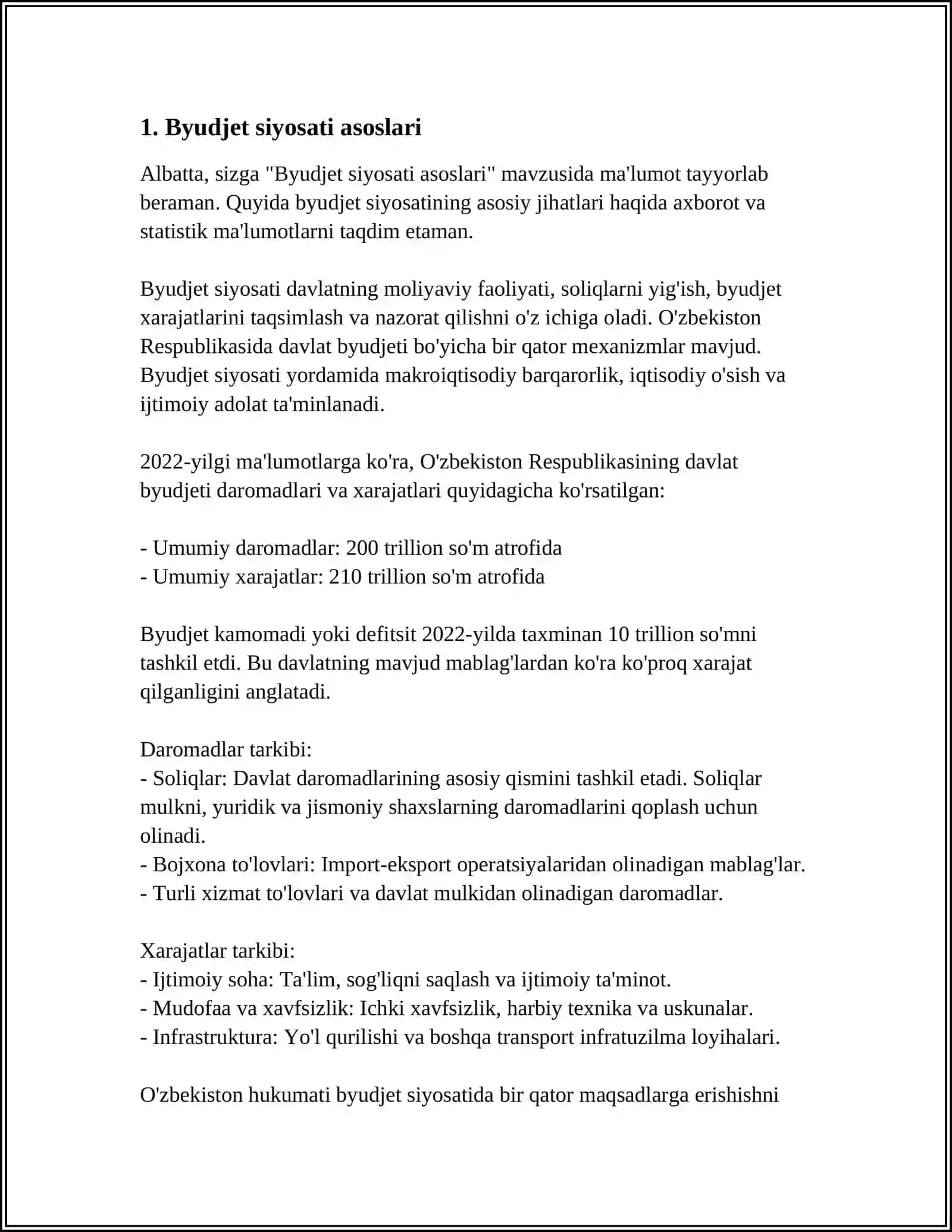 O'ZBEKISTON RESPUBLIKASI OLIY TA’LIM FAN VA INNOVATSIYA VAZIRLIGI FARĢONA DAVLAT UNVERSITETI IQTISODIYOT KAFEDRASI MUSTAQIL ISH 4