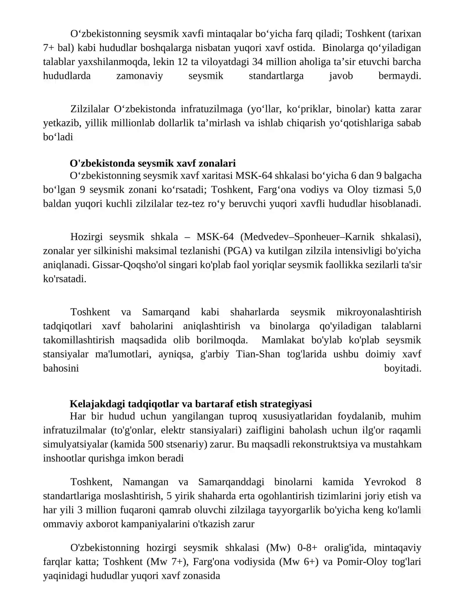 O'zbekistoning amaldagi seysmik shkalasi 4