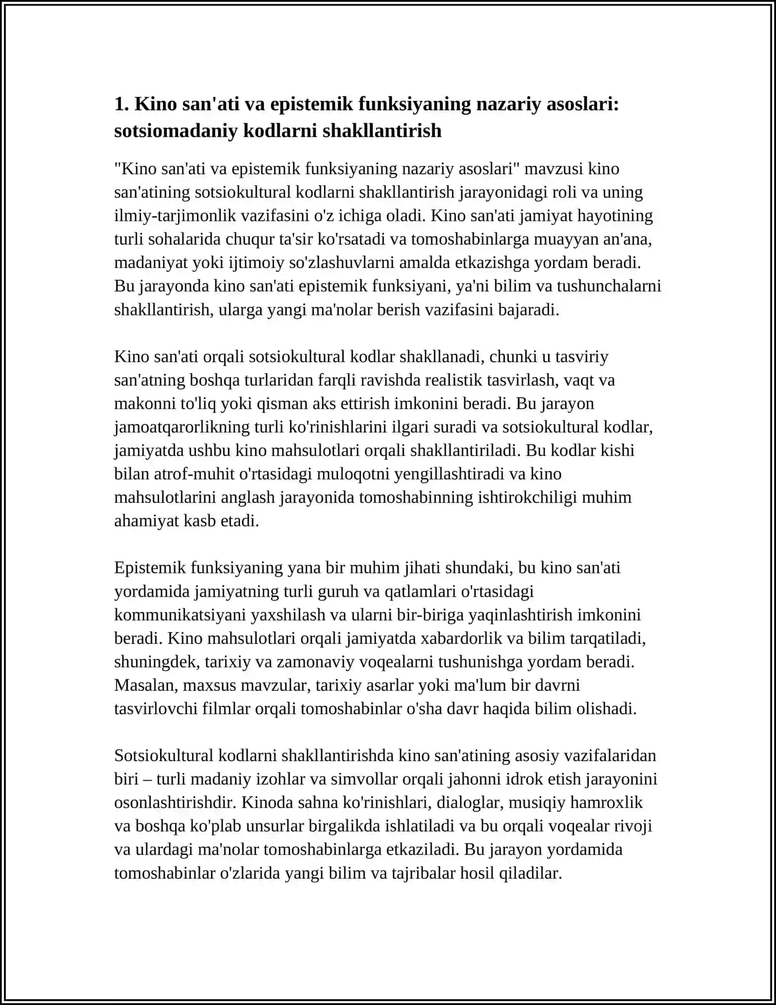 KINO SAN'ATINING SOTSIOMADANIY KODLARNI SHAKLLANTIRISHDAGI EPISTEMIK FUNKSIYASI 4