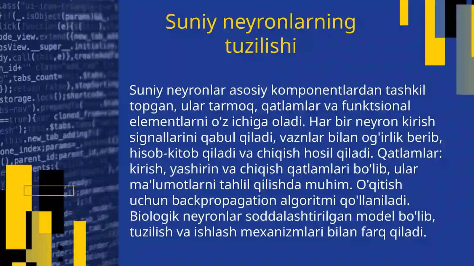 Suniy neyron va biologik neyron taqqoslanishi 4