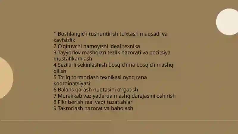 Toʻxtash texnikasini oʻrgatish metodikasi 4