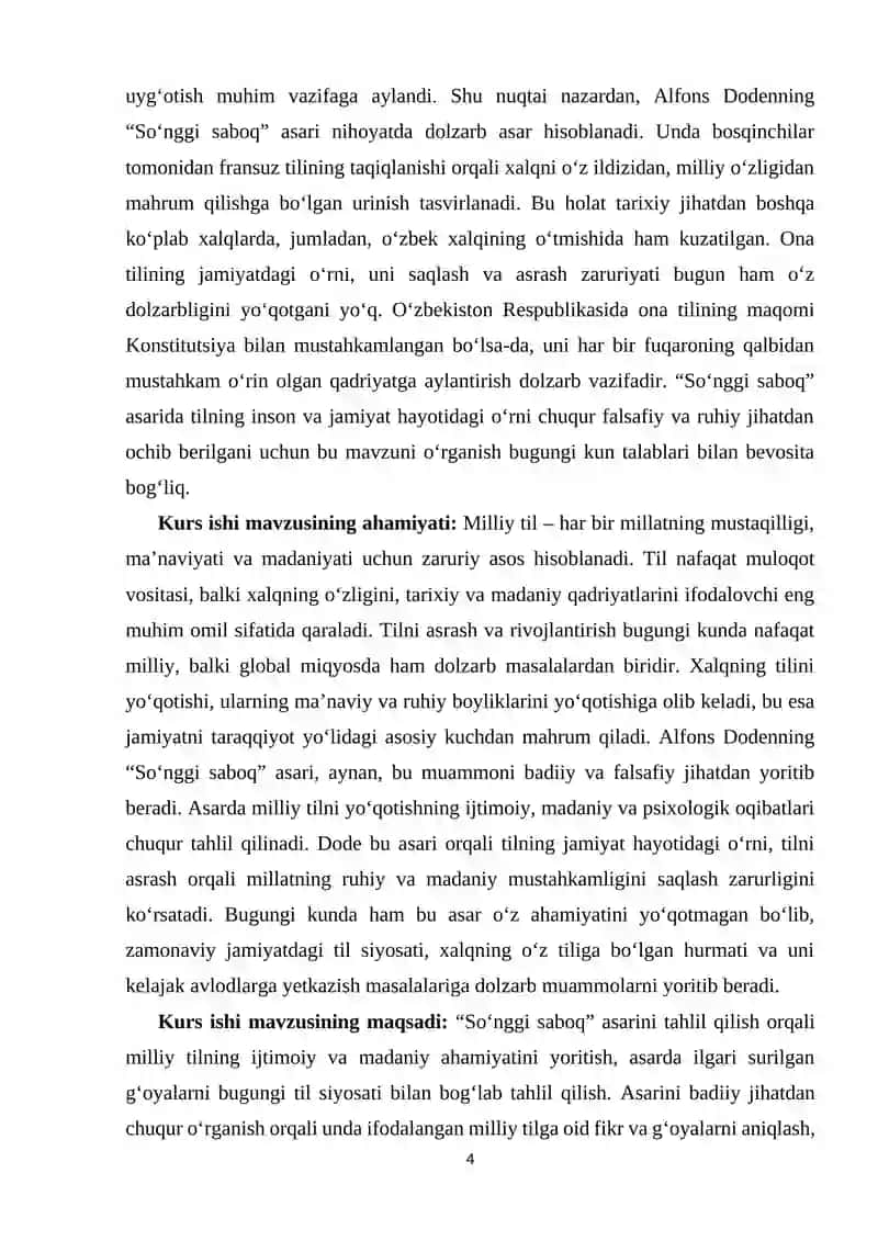 Alfons Dodening “Soʻnggi saboq” asarida milliy tilning ahamiyati 4